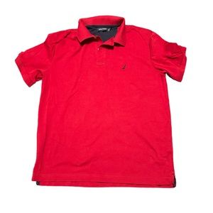 Nautica short sleeve cotton polo shirt in red. Size M. EUC.